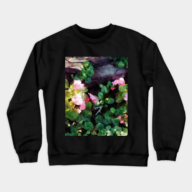 Begonias By Stone Wall Crewneck Sweatshirt by SusanSavad